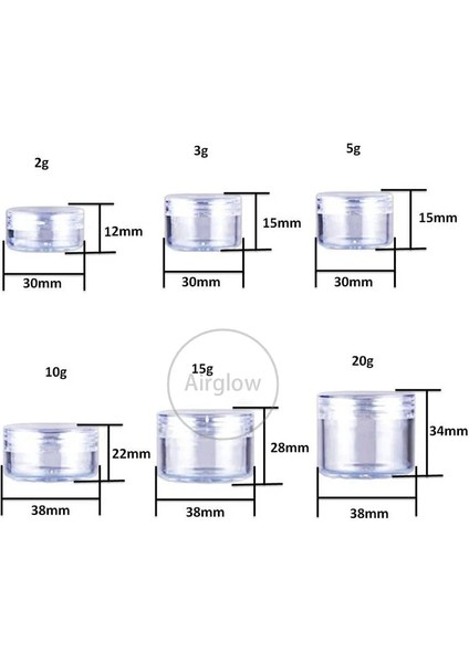 Beyaz Kapak 15G 10 Adet 2G/3G/5G/10G/15G/20G Boş Plastik Kozmetik Makyaj Kavanoz Tencere Şeffaf Numune Şişeleri Göz Farı Krem Dudak Balsamı Kabı (Yurt Dışından)