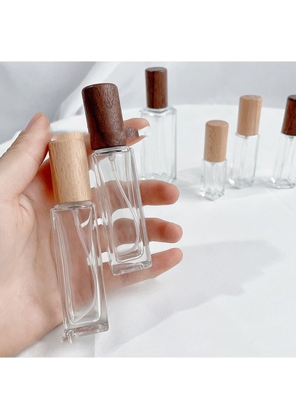 Kayın Kapağı 20ML 5/10/20/30ML Taşınabilir Cam Sprey Şişesi Kayın Kapaklı Parfüm Şişesi Ceviz Kapak Boş Şişe Numune Flakon Kozmetik Konteyner (Yurt Dışından)