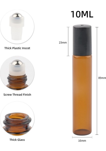 Şeffaf 50 10ML Cam 5ML10ML 50/100 Adet Amber Ince Cam Şişe Üzerinde Rulo Örnek Testi Uçucu Yağ Şişeleri Rulo Metal Topu ile Makyaj Araçları (Yurt Dışından)