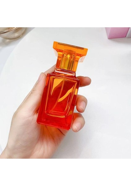 Turuncu Parfüm Şişesi 50 ml Lüks Cam Sprey Şişesi Doldurulabilir Parfüm Şişesi Seyahat Kozmetik Ambalaj Şişesi Boş Flakon Flakon (Yurt Dışından)
