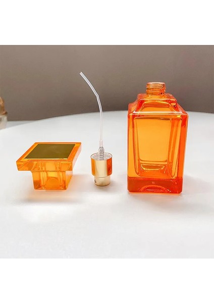 Turuncu Parfüm Şişesi 50 ml Lüks Cam Sprey Şişesi Doldurulabilir Parfüm Şişesi Seyahat Kozmetik Ambalaj Şişesi Boş Flakon Flakon (Yurt Dışından)