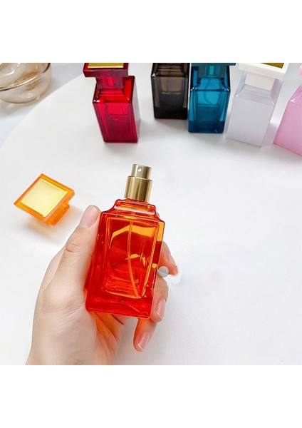 Turuncu Parfüm Şişesi 50 ml Lüks Cam Sprey Şişesi Doldurulabilir Parfüm Şişesi Seyahat Kozmetik Ambalaj Şişesi Boş Flakon Flakon (Yurt Dışından)