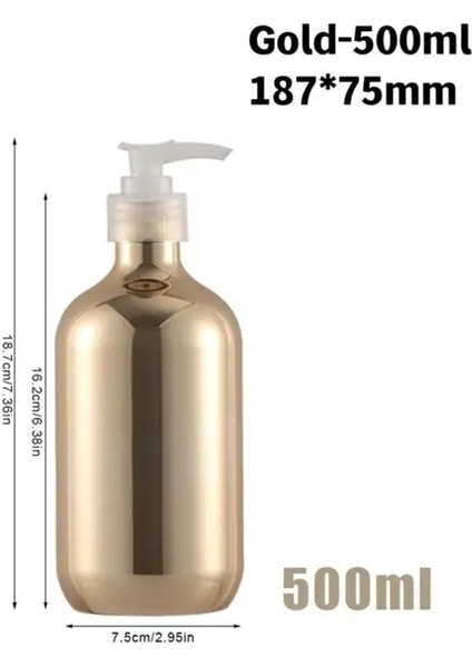 Type4 Altın 500 ml 300/500 ml Galvanik Şampuan Şişesi Pet Basın Tipi Losyon Boş Şişe Banyo Duş Jeli Büyük Kapasiteli Sabunluk Yeni (Yurt Dışından)