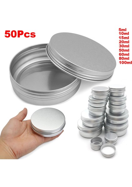 15G 50 Adet Alüminyum Teneke Kavanoz 5g 10G 15G 20G 30G 40G 50G 60G 80G 100G Dudak Balsamı Teneke Konteyner Vidalı Konu Kapaklı Mum Çay Kutuları Kutusu (Yurt Dışından)