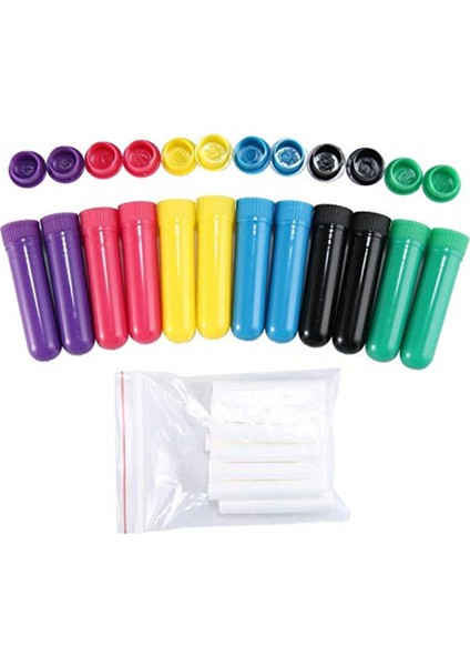 Turuncu 50 Takım 10-300 Takım Renkli Plastik Burun Solunum Cihazları Uçucu Yağ Için Yüksek Kaliteli Yedek Pamuk Fitilleri ile Parfüm Için Dolum Çubukları (Yurt Dışından)