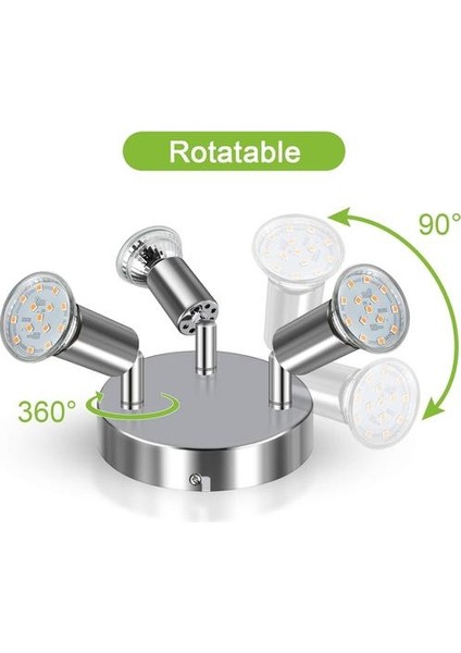 Langree LED Tavan Işığı, 3 Yönlü Dönebilir Yuvarlak Plaka Spot Işığı, Mutfak, Oturma Odası, Yatak Odası Için Ayarlanabilir Nokta Işığı, 3 GU10 Bu Dahil (Yurt Dışından)