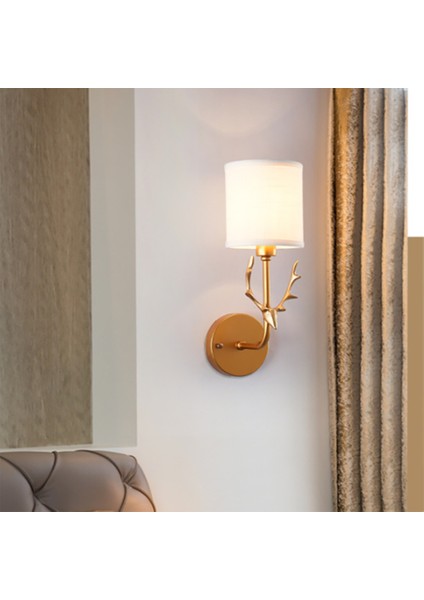 Duvar Lambası Yatak Odası Başucu Oturma Odası Otel Yatak ve Kahvaltı Arka Plan Duvar Çalışma Koridoru Yaratıcı Geyik Başı LED Duvar Lambası (Yurt Dışından)