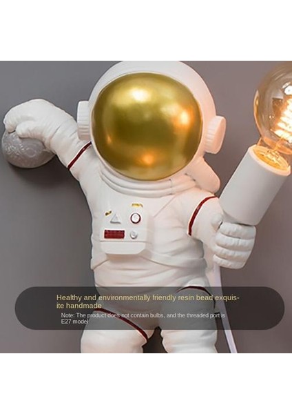 Modern Astronot Masa Lambası Art Deco Reçine Lambası Masa Yatak Odası Lambası Yaratıcı Oturma Odası Çatı Katı Dekorasyon Uzay Adamı Masa Işık LED (Duvar Lambası Şerit) (Yurt Dışından) fırsatları