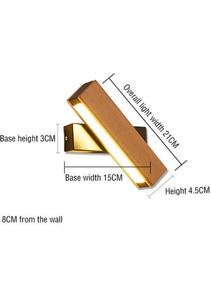 LED Dönen Dönen Masif Ahşap Sıcak Işık Duvar Lambası, Yatak Odaları Için Boyalı Demir Sanat Başucu Işığı, Oturma Odaları, Oteller (Yurt Dışından)