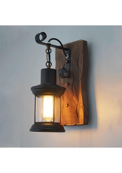 LED Demir Ahşap Duvar Lambası, E27 Ampul, Vintage Koridor Koridoru Duvar Sconce Restoran, Cafe, Bar Için (Yurt Dışından)