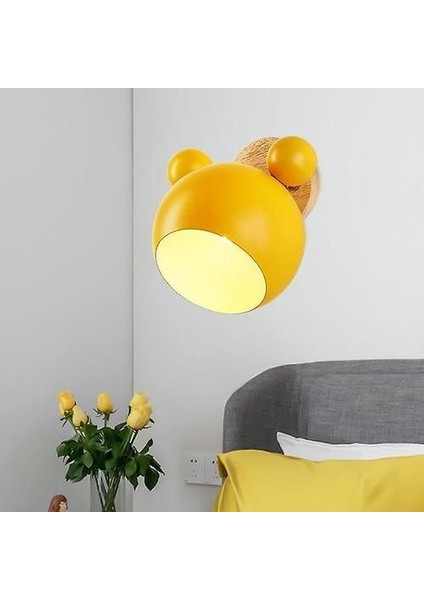 Nordic Duvar Lambası Alüminyum Mickey Sconce Çocuklar Için Yatak Odası Işıkları Modern Iç Duvar Işık Armatürleri E27 Yaratıcı Lüminaire (Sarı) (Yurt Dışından)