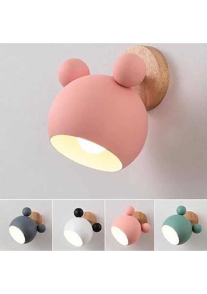 Nordic Duvar Lambası Alüminyum Mickey Sconce Çocuklar Için Yatak Odası Işıkları Modern Iç Duvar Işık Armatürleri E27 Yaratıcı Lüminaire (Sarı) (Yurt Dışından)