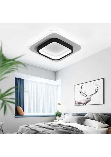 24W LED Üç Renkli Dimmable Kare Tavan Işığı, Yatak Odası Için Grafik Demir Gövde Tavan Işığı, Koridor, Balkon (Yurt Dışından)