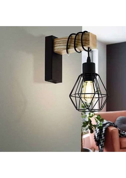 Nordic Ahşap Duvar Işıkları Retro Ayarlanabilir Duvara Monte Bara Ev Yatak Kapı Aydınlatma E27 LED Duvar Sconce Lamba Dekorasyonu (Siyah A) (Yurt Dışından)