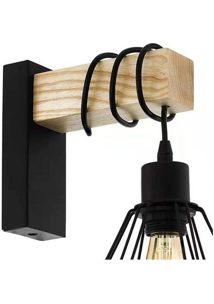 Nordic Ahşap Duvar Işıkları Retro Ayarlanabilir Duvara Monte Bara Ev Yatak Kapı Aydınlatma E27 LED Duvar Sconce Lamba Dekorasyonu (Siyah A) (Yurt Dışından)