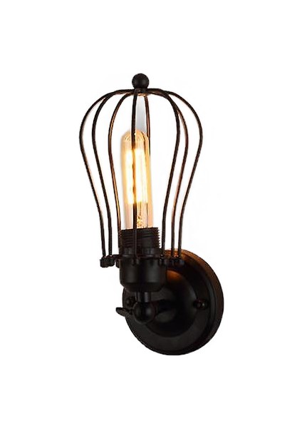 Loft Amerikan Demir Siyah Abajur Duvar Lambası Vintage Cage Guard Sconce Loft Aydınlatma Armatürü Modern Kapalı Aydınlatma Duvar Lambaları (K Tarzı) (Yurt Dışından)