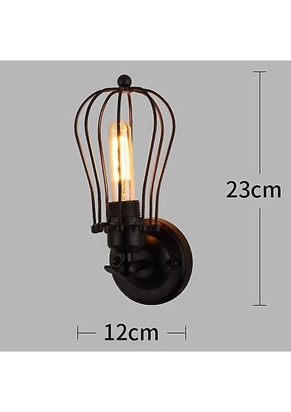 Loft Amerikan Demir Siyah Abajur Duvar Lambası Vintage Cage Guard Sconce Loft Aydınlatma Armatürü Modern Kapalı Aydınlatma Duvar Lambaları (K Tarzı) (Yurt Dışından)