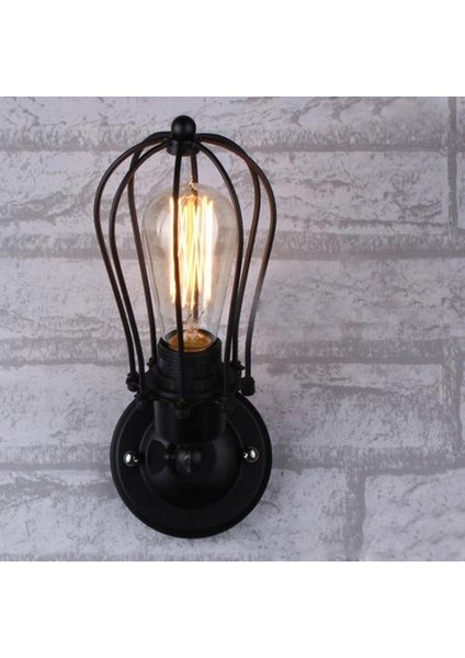 Loft Amerikan Demir Siyah Abajur Duvar Lambası Vintage Cage Guard Sconce Loft Aydınlatma Armatürü Modern Kapalı Aydınlatma Duvar Lambaları (K Tarzı) (Yurt Dışından)