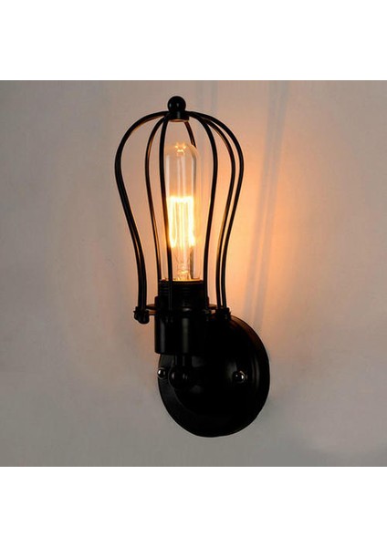 Loft Amerikan Demir Siyah Abajur Duvar Lambası Vintage Cage Guard Sconce Loft Aydınlatma Armatürü Modern Kapalı Aydınlatma Duvar Lambaları (K Tarzı) (Yurt Dışından)