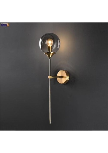 Nordic Modern Duvar Lambası Yatak Odası Cam Top LED Duvar Işıkları Armatürleri Wandlamp Aygıtı Banyo Ayna Merdiven Işığı (4W) (Duman) (Yurt Dışından)