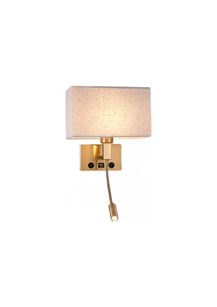 Iç Mekan Duvar Lambası, Modern Minimalist Stil, 1059 Kumaş Abajur, USB Arayüzü (Yurt Dışından)