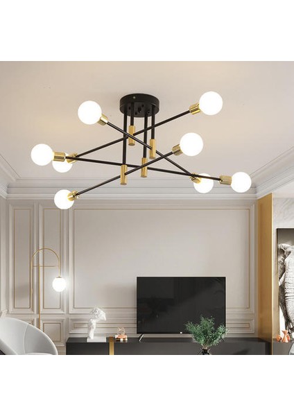 Modern 8 Kafalı LED Tavan Işığı-Sanatsal Restoran Dekoru, Demir Yapısı, Enerji Tasarruflu Tasarım (Yurt Dışından)