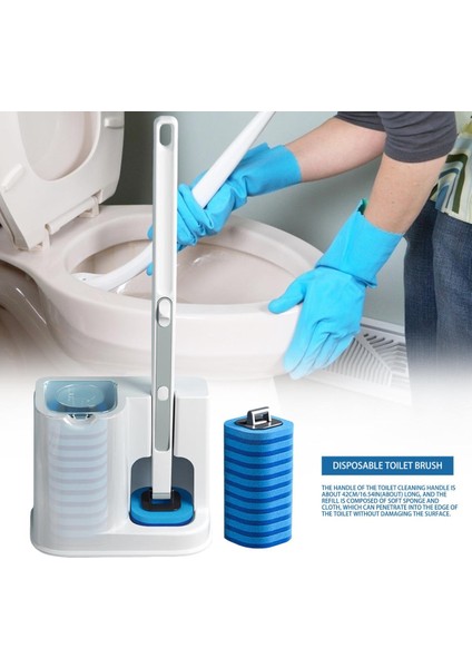 Tek Kullanımlık Banyo Tuvalet Fırçası Temizleyici Uzun Saplı Ölü Köşe Yok Temizleme Fırçası Yedek Fırça Başlığı ve Piston Seti (Yurt Dışından)