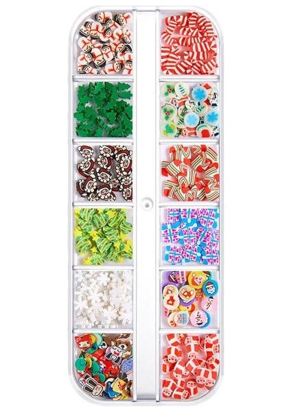 12 1 Kutu Tırnak Pul Noel Tarzı 3D Etkisi Ultra Ince Nail Art Charms Dilim-Dekorasyon Polimer Kadın Için (Yurt Dışından)