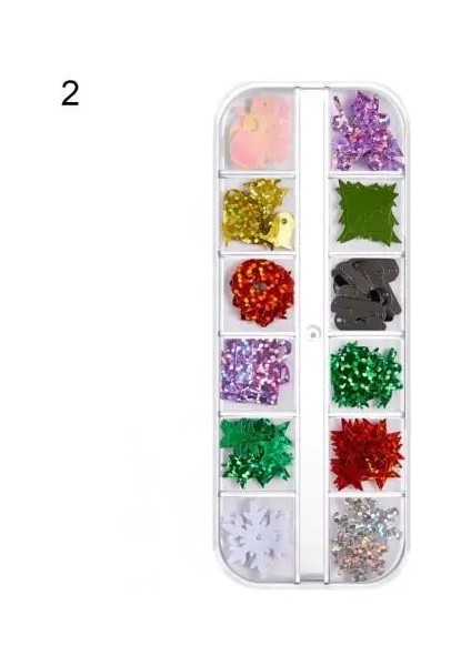 2 1 Kutu Tırnak Glitters Güzellik Tırnak Payet Yıldız Noel Ağacı Glitter Gevreği Parlak Parlak Tırnak Payetler (Yurt Dışından)