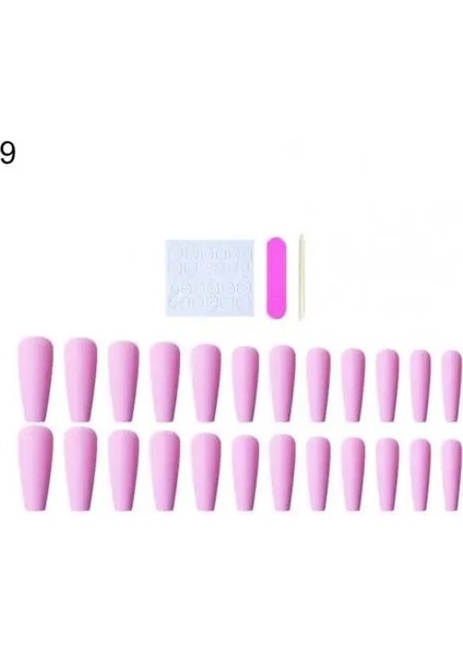 9 24 Adet/kutu Narin Nail Art Parça Ince Merdiven Şekilli Badem Ucu Yapay Nail Ipuçları Abs Tırnak Uzatma (Yurt Dışından)