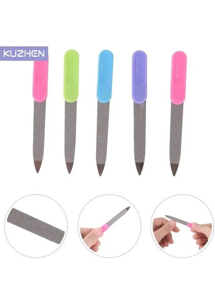 5 Adet/grup Nail Art Tampon Dosyaları Plastik Saplı Metal Çift Taraflı Tırnak Dosyaları Pro Tırnak Törpüsü Dıy Manikür Pedikür Aracı (Yurt Dışından)