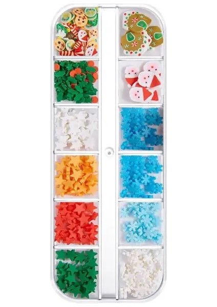 8 1 Kutu Tırnak Pul Noel Tarzı 3D Etkisi Ultra Ince Nail Art Charms Dilim-Dekorasyon Polimer Kadın Için (Yurt Dışından)