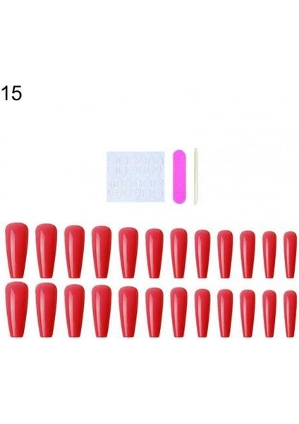 15 24 Adet/kutu Narin Nail Art Parça Ince Merdiven Şekilli Badem Ucu Yapay Nail Ipuçları Abs Tırnak Uzatma (Yurt Dışından)