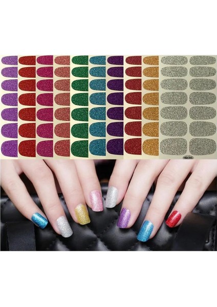 F Tırnak Kaydırıcılar Narin Dıy Toz Pul Glitter Kendinden Yapışkanlı Etiket Solmayan Pigmentli Tırnak Transferleri (Yurt Dışından) modelleri