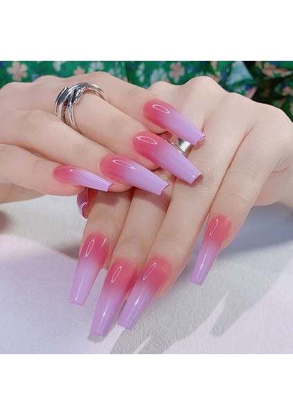 1 24 Adet/kutu Narin Nail Art Parça Ince Merdiven Şekilli Badem Ucu Yapay Nail Ipuçları Abs Tırnak Uzatma (Yurt Dışından)