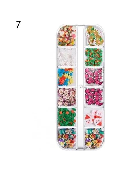 7 1 Kutu Tırnak Pul Dekoratif Mini Moda Tırnak Payet Yıldız Noel Ağacı Glitter Gevreği Manikür Tırnak Chunkys Tırnak Pulları (Yurt Dışından)