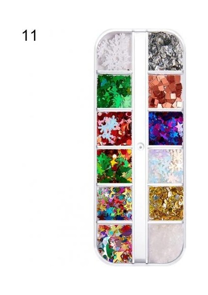 11 Tırnak Pul Sopa Kolay Tırnak Payet Yıldız Noel Ağacı Glitter Gevreği Tırnak Pulları Nefis (Yurt Dışından)