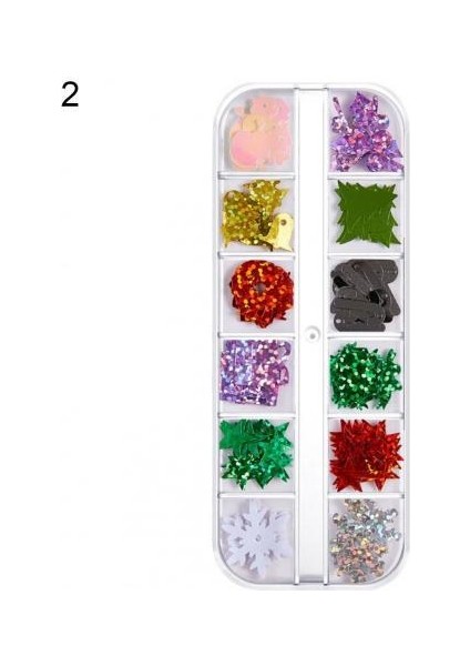 2 1 Kutu Tırnak Pul Dekoratif Mini Moda Tırnak Pulu Yıldız Noel Ağacı Glitter Gevreği Manikür Tırnak Chunkys Tırnak Pulları (Yurt Dışından)