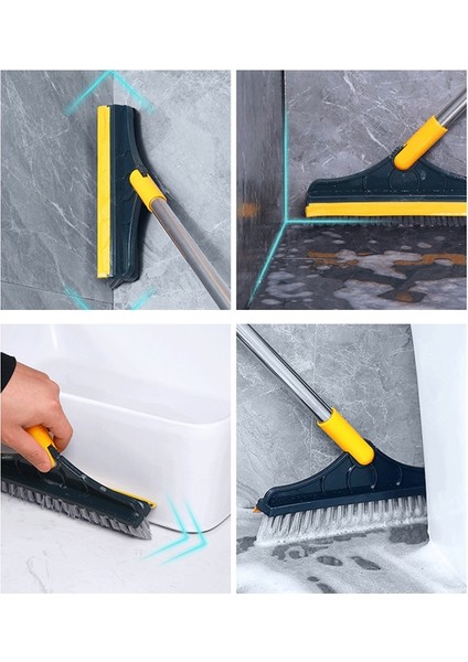 【eğlenceli Canlı】 Ayarlanabilir 2'si 1 Arada Yer Fırçası Paslanmaz Metal Uzun Saplı Scrubber Çıkarılabilir Sert Kıllar Fayans Temizleme Çatlak Ölü Köşe (Yurt Dışından)