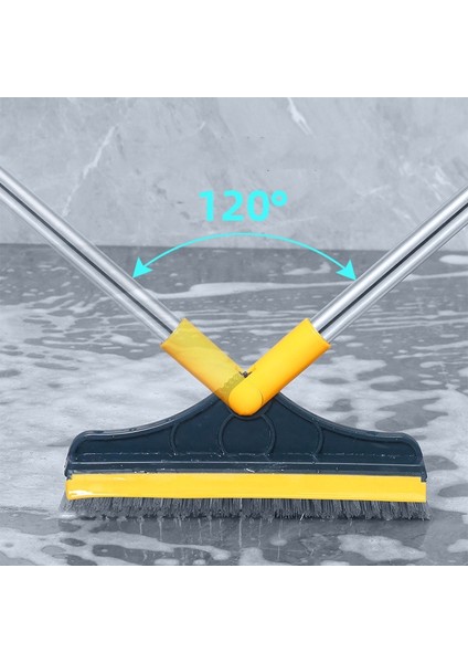 【eğlenceli Canlı】 Ayarlanabilir 2'si 1 Arada Yer Fırçası Paslanmaz Metal Uzun Saplı Scrubber Çıkarılabilir Sert Kıllar Fayans Temizleme Çatlak Ölü Köşe (Yurt Dışından)