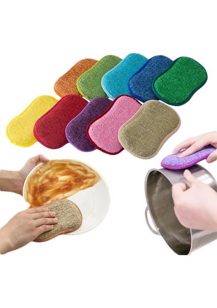 Temizleme Süngeri Mikrofiber Sünger Bulaşık Yıkama Mutfak Banyo Pas Temizleme Temiz Bez Silgi Çevre Dostu Temizleme Araçları (Yurt Dışından)