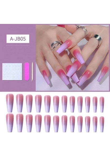 16 24 Adet/kutu Narin Nail Art Parça Ince Merdiven Şekilli Badem Ucu Yapay Nail Ipuçları Abs Tırnak Uzatma (Yurt Dışından)