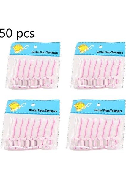 50 Adet Tek Kullanımlık Diş Ipi Aile Ambalaj Temizleme Diş Sopa 7.5cm Diş Ipi Çekme Diş Arası Fırça Kürdan Ağız Bakımı (Yurt Dışından)