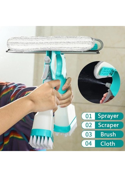 Ayna Cam Temizleyici Pencere Sileceği Için Sprey Şişesi Kazıyıcı ile Çok Fonksiyonlu Temizleme Fırçası Pencere Sileceği (Yurt Dışından) fiyatları