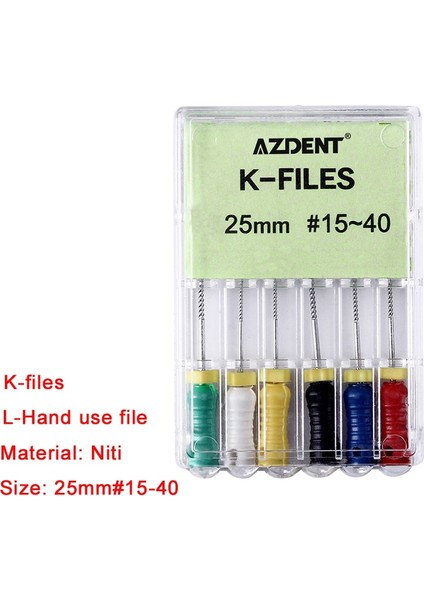 Azdent 6 Adet/paket Diş Niti 21MM/25MM #15-40 Endodontik Kök Kanal Dosyaları El Kullanımı Raybalar/h/k Dosya Diş Hekimi Araçları (Yurt Dışından)