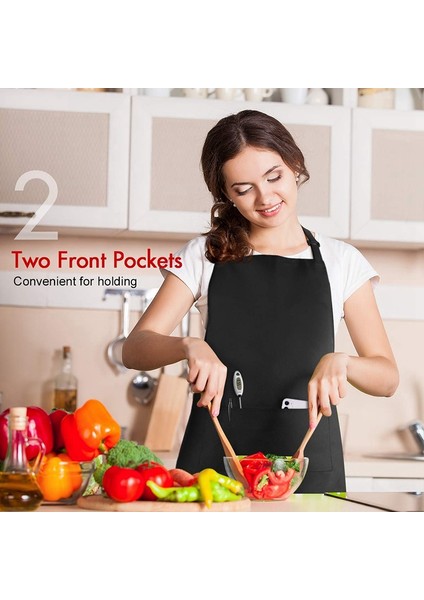 2-Pack Siyah Ayarlanabilir Önlük Önlük Suya Dayanıklı Kemer 2 Cepler Pişirme Mutfak Önlüğü Kadın Erkek Şefler Çiftler Için Uygun (Yurt Dışından) fırsatları