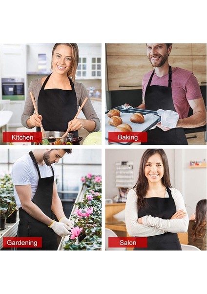 2-Pack Siyah Ayarlanabilir Önlük Önlük Suya Dayanıklı Kemer 2 Cepler Pişirme Mutfak Önlüğü Kadın Erkek Şefler Çiftler Için Uygun (Yurt Dışından) indirimleri
