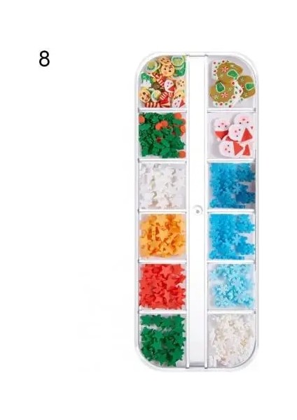 8 1 Kutu Tırnak Pul Dekoratif Mini Moda Tırnak Payet Yıldız Noel Ağacı Glitter Gevreği Manikür Tırnak Chunkys Tırnak Pulları (Yurt Dışından)