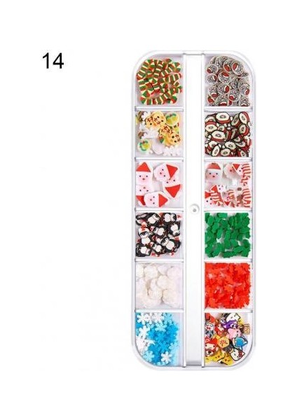14 Köpüklü 1 Kutu Nefis 12 Izgara Noel Nail Art Pul Renkli Tırnak Chunkys Kadın Için Noel Tarzı (Yurt Dışından)