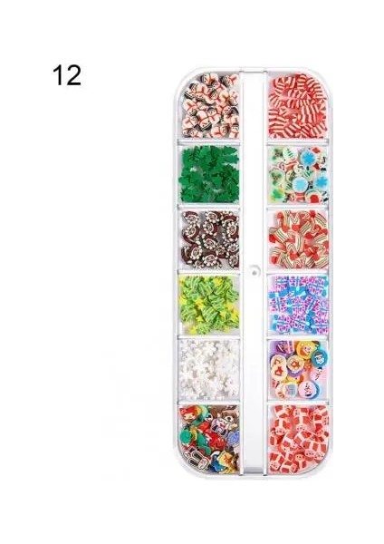 12 Tırnak Payetler Solmayan Nail Art Charms Dilim Dekorasyon Polimer Tırnak Chunkys Nefis (Yurt Dışından)